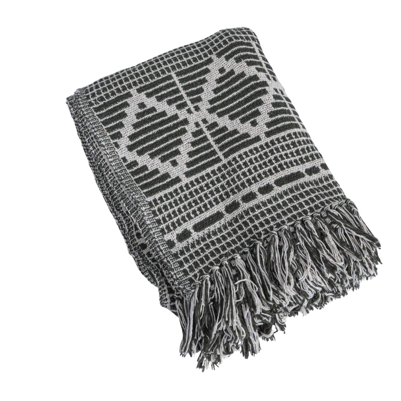 Hello Honey® Green & Beige Diamond Soft Recycled Cotton Blend Throw